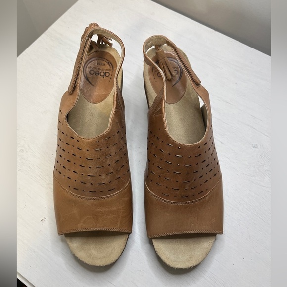 Abeo BIO system BERRIE Stacked Heeled Platform Slingback Sz 10 Neutral - Picture 4 of 10